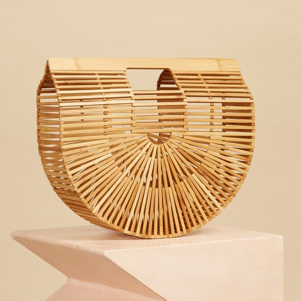 cult gaia natural bamboo semi-circle ark bag